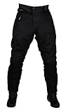 Schwarze Motorradhose mit herausnehmbarem Thermofutter, Protektoren und Weitenverstellung, für Sommer und Winter, Größe XXXL