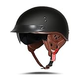 LIONCIANO Motorradhelm Mit Schutzbrille DOT/ECE-Zugelassen, Jethelm Roller-Helm Scooter-Helm Moped Mofa-Helm Chopper Vintage(Matt-Schwarz, XXL 63-64cm)