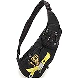 Xieben Vintage Nylon Taktisch Sling Brusttasche Crossbody Pack für Herren Damen Reisen Outdoor Schultertasche Rucksack Daypack Schwarz