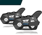 WAYXIN R5 Doppelpack Motorrad Headset für 2 Personen,1000m Intercom Motorrad Kommunikationssystem,Helm Headset mit Freisprecheinrichtung Bluetooth,Funk,Lärmminderung Gegensprechanlage,Funktion
