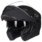 Helm für Motorräder Full-Face Motorcycle Helmet Tragbarer Integralhelme Flip-up Motorradhelm Zertifizierung von ECE DOT (XXL, Matt schwarz)