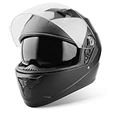 VINZ Kennet Integralhelm mit Sonnenblende | Motorrad Helm Vollvisierhelm Mopedhelm | Motorradhelm Full-Face Helme | für Damen & Herren | In Gr. XS-XL - Matt Schwarz