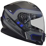 Rallox Helmets Integralhelm 510-3 schwarz/blau RALLOX Motorrad Roller Sturz Helm (XS, S, M, L, XL) Größe XL