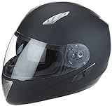 Matt-schwarz, XL ZHIXX MALL Cool Motorradhelm,Klapphelm Integralhelm ，Sonnenschutz Roller Sturz Helm Double Lens Helm