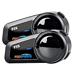 Fodsports FX6 Motorrad Bluetooth Headset, Helm Intercom Kommunikationssystem für 6 Motorräder mit 1000m Reichweite, Motorrad Headset mit Universelle Konnektivität