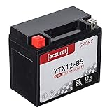 Accurat Motorradbatterie YTX12-BS 12Ah 180A 12V Gel Technologie Starterbatterie in Erstausrüsterqualität zyklenfest sicher lagerfähig wartungsfrei