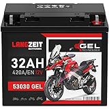 LANGZEIT Y60-N30L-A GEL Motorradbatterie 12V 32Ah 420A/EN GEL Batterie 12V 53030 doppelte Lebensdauer vorgeladen auslaufsicher wartungsfrei statt 28Ah 30Ah