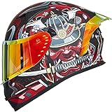 ILM Motorradhelm Integralhelm Herren Damen-Motorcycle Helmet mit 2 Visieren Pinlock-kompatiblen klaren und getönten-Street Bike Motocross Casco DOT&ECE Modell Z501, Armor Red, S