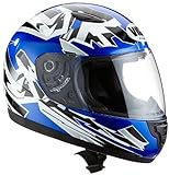 Protectwear SA03-BL-XS Kinder Motorradhelm, Integralhelm, Größe XS (YL 52-53cm), Blau/Weiß