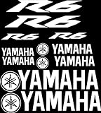 Motorrad Aufkleber Set Yamaha R6 Aufkleber Sticker Decals Logo Vinyl Dekor Seitenverkleidung (Weiß)