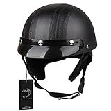 CARCHET® Motorrad Helm Jethelm Rollerhelm mit Schutzbrille Halstuch Schwarz NEU