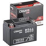 CranQ Motorradbatterie YTZ14S 12Ah 150A 12V Gel-Technologie Roller Starter-Batterie zyklenfest, sicher lagerfähig, wartungsfrei