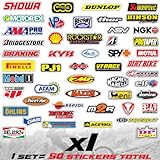 Autodomy Set Aufkleber Stickers Sponsoren Motocross Enduro MTB Sport Racing Tuning Kit 50 Große Klebeeinheiten für Motorrad Scooter Quad ATV Helm Fahrrad (Set 50 Stück)